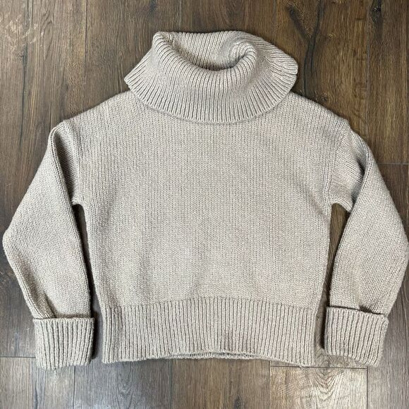 Banana Republic Chunky Cowl-Neck Cropped Sweater In Beechwood Size XS - Picture 1 of 5